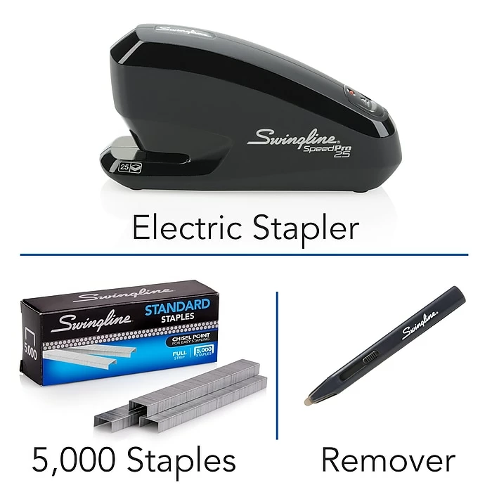Swingline Speed Pro™ Electric Stapler Value Pack (Premium Staples & Staple Remover Included), 25 Sheet Capacity, Black (42140) 4 Swingline Speed Pro™ Electric Stapler Value Pack (Premium Staples & Staple Remover Included), 25 Sheet Capacity, Black (42140) - Image 2