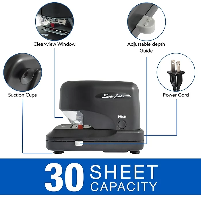 Swingline Cartridge Electric Desktop Stapler, 30 Sheet Capacity, Black (69008) 5 Swingline Cartridge Electric Desktop Stapler, 30 Sheet Capacity, Black (69008) - Image 3