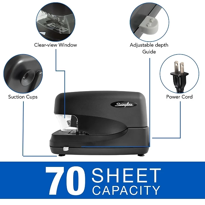 Swingline® High Capacity Electric Stapler, 70 Sheets, Black (69270) 5 Swingline® High Capacity Electric Stapler, 70 Sheets, Black (69270) - Image 3