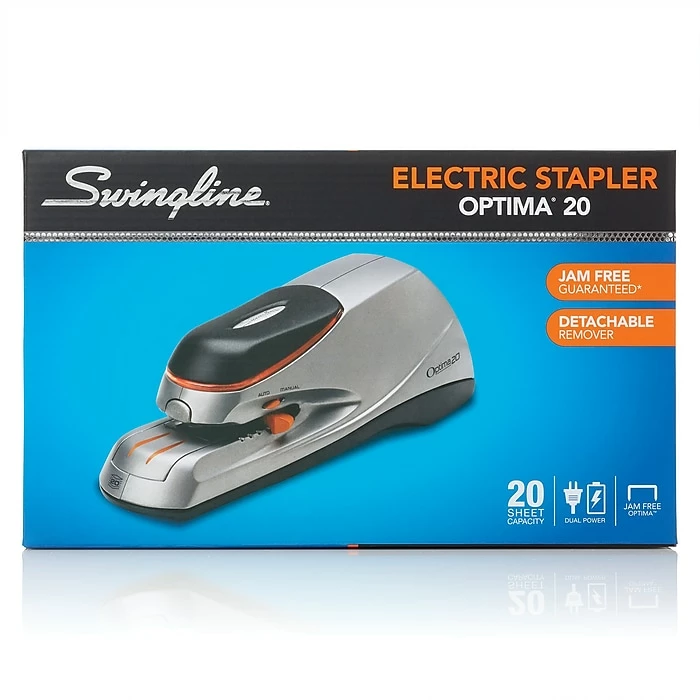 Swingline® Optima® Electric Stapler, 20 Sheet Capacity, Silver (48208) 5 Swingline® Optima® Electric Stapler, 20 Sheet Capacity, Silver (48208) - Image 3