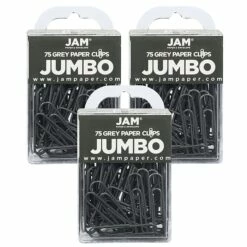 JAM Paper Jumbo Paper Clips, Grey, 3 Packs Of 75 (21830628B)