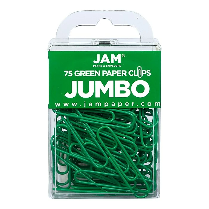 JAM Paper Jumbo Paper Clips, Green, 75/Pack (42186878) 3 JAM Paper Jumbo Paper Clips, Green, 75/Pack (42186878)