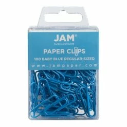 JAM Paper Small Paper Clips, Baby Blue, 100/Pack (22181933)