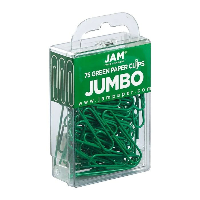 JAM Paper Jumbo Paper Clips, Green, 75/Pack (42186878) 4 JAM Paper Jumbo Paper Clips, Green, 75/Pack (42186878) - Image 2