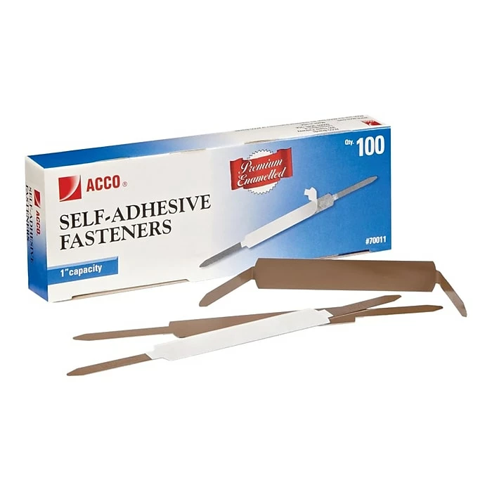 ACCO Premium Enameled Prong Fasteners, 1" Capacity, Brown, 100/Box (A7070011H) 3 ACCO Premium Enameled Prong Fasteners, 1" Capacity, Brown, 100/Box (A7070011H)