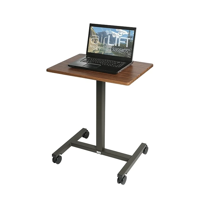 AIRLIFT Pneumatic Laptop Computer Sit-Stand Mobile Desk Cart Height-Adjustable From 29.3" To 43.5" H, 24", Maple 4 AIRLIFT Pneumatic Laptop Computer Sit-Stand Mobile Desk Cart Height-Adjustable From 29.3" To 43.5" H, 24", Maple - Image 2