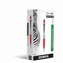 Zebra Z-Grip Max Retractable Ballpoint Pen, Medium Point, Red Ink, Dozen (22430)