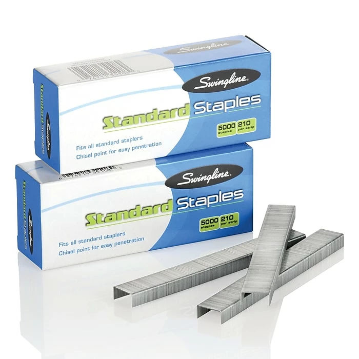 Swingline Standard Staples, 1/4" Leg Length, 5,000 Staples/Box, 100 Boxes/Carton (35108CT) 3 Swingline Standard Staples, 1/4" Leg Length, 5,000 Staples/Box, 100 Boxes/Carton (35108CT)