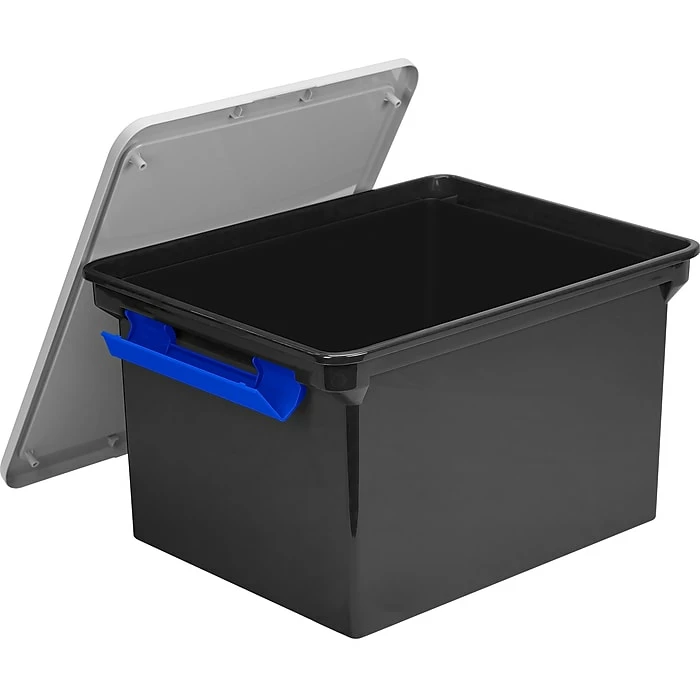 Storex Letter/Legal Portable File Tote Storage Box With Locking Handle, Letter/Legal Size, Black (STX61543U01C) 4 Storex Letter/Legal Portable File Tote Storage Box With Locking Handle, Letter/Legal Size, Black (STX61543U01C) - Image 2