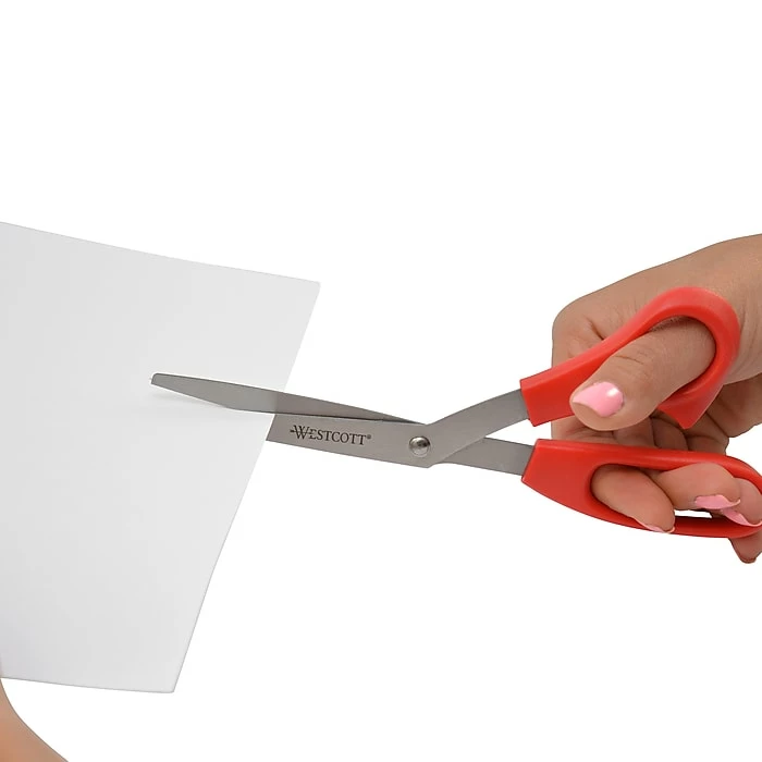 Westcott All Purpose 8" Stainless Steel Multipurpose Scissors, Blunt Tip, Red (10703) 4 Westcott All Purpose 8" Stainless Steel Multipurpose Scissors, Blunt Tip, Red (10703) - Image 2