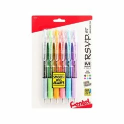 Pentel R.S.V.P. RT Retractable Ballpoint Pens, Medium Point, Assorted Colors Ink, 6/Pack (BK93FBP6M)