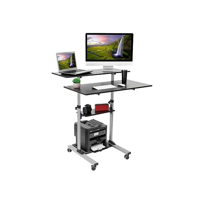 Mount-It! 37"-55" Plastic/Steel Adjustable Desk, Black/Gray (MI-7970) 3 Mount-It! 37"-55" Plastic/Steel Adjustable Desk, Black/Gray (MI-7970)