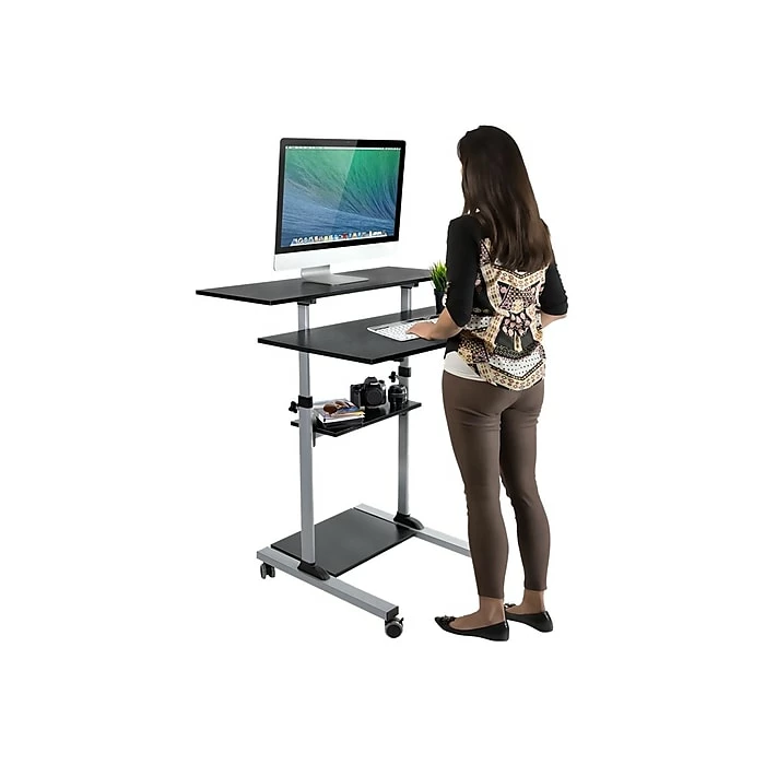 Mount-It! 37"-55" Plastic/Steel Adjustable Desk, Black/Gray (MI-7970) 4 Mount-It! 37"-55" Plastic/Steel Adjustable Desk, Black/Gray (MI-7970) - Image 2