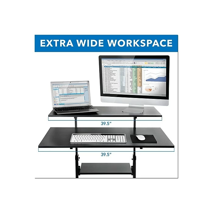 Mount-It! 37"-55" Plastic/Steel Adjustable Desk, Black/Gray (MI-7970) 5 Mount-It! 37"-55" Plastic/Steel Adjustable Desk, Black/Gray (MI-7970) - Image 3