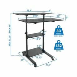 Mount-lt! 37"-55" Adjustable Monitor Rolling Stand Up Desk, Black (MI-7970B) -STAPLES Sales sp73744471 sc7