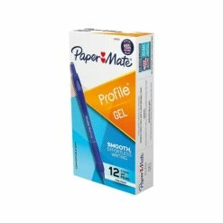 Paper Mate Profile Retractable Gel Pens, Fine Point, Blue, 12/pack (2102130)