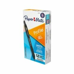 Paper Mate Profile Retractable Gel Pen, Medium Point, Black Ink, Dozen (2095476)
