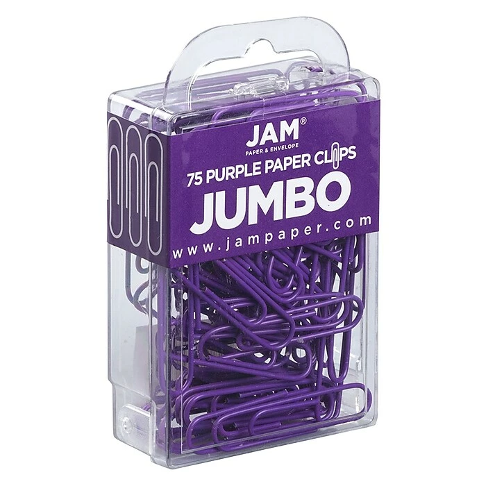 JAM Paper Jumbo Paper Clips, Purple, 75/Pack (42186879) 4 JAM Paper Jumbo Paper Clips, Purple, 75/Pack (42186879) - Image 2