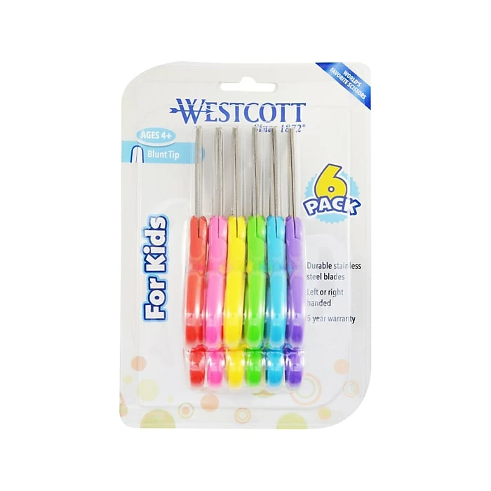 Westcott® School 5" Stainless Steel Kid's Scissors, Blunt Tip, Assorted Colors, 6/Pack (16454) 3 Westcott® School 5" Stainless Steel Kid's Scissors, Blunt Tip, Assorted Colors, 6/Pack (16454)