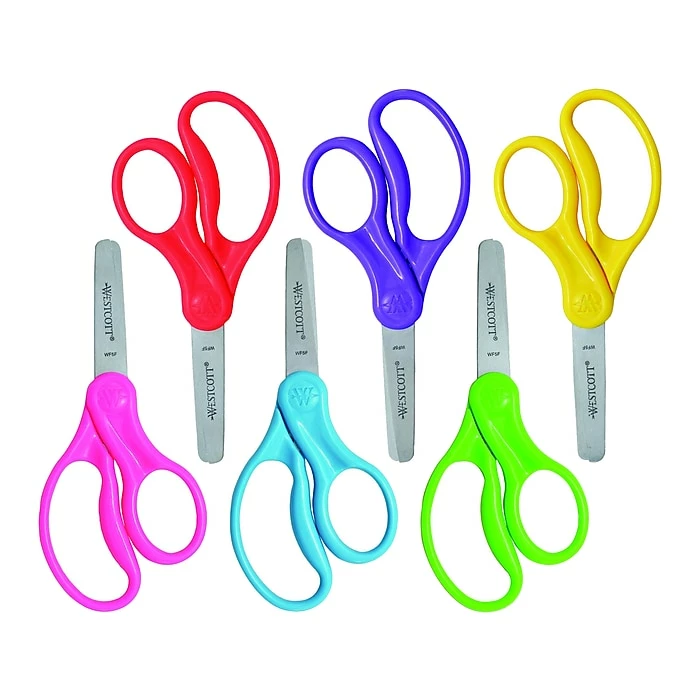 Westcott® School 5" Stainless Steel Kid's Scissors, Blunt Tip, Assorted Colors, 6/Pack (16454) 4 Westcott® School 5" Stainless Steel Kid's Scissors, Blunt Tip, Assorted Colors, 6/Pack (16454) - Image 2