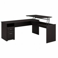 Bush Furniture Cabot 36"-42"H 3 Position L Shaped Sit To Stand Desk, Espresso Oak (CAB050EPO)