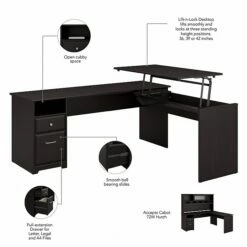 Bush Furniture Cabot 36"-42"H 3 Position L Shaped Sit To Stand Desk, Espresso Oak (CAB050EPO) 11 Bush Furniture Cabot 36"-42"H 3 Position L Shaped Sit To Stand Desk, Espresso Oak (CAB050EPO) -STAPLES Sales sp85005913 sc7