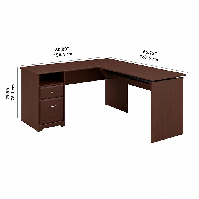 Bush Furniture Cabot 36"-42"H 3 Position L Shaped Sit To Stand Desk, Harvest Cherry (CAB043HVC) 6 Bush Furniture Cabot 36"-42"H 3 Position L Shaped Sit To Stand Desk, Harvest Cherry (CAB043HVC) - Image 4