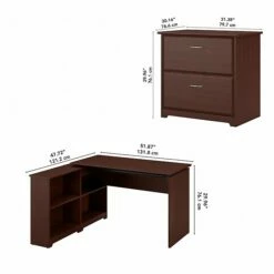 Bush Furniture Cabot 36"-42"H 3 Position Sit To Stand Corner Bookshelf Desk With Lateral File Cabinet, Harvest Cherry(CAB056HVC) 13 Bush Furniture Cabot 36"-42"H 3 Position Sit To Stand Corner Bookshelf Desk With Lateral File Cabinet, Harvest Cherry(CAB056HVC) -STAPLES Sales sp85005939 sc7