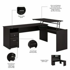 Bush Furniture Cabot 36"-42"H 3 Position L Shaped Sit To Stand Desk With Hutch, Espresso Oak (CAB052EPO) 11 Bush Furniture Cabot 36"-42"H 3 Position L Shaped Sit To Stand Desk With Hutch, Espresso Oak (CAB052EPO) -STAPLES Sales sp85006086 sc7