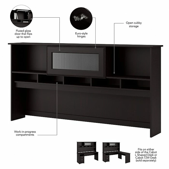 Bush Furniture Cabot 36"-42"H 3 Position L Shaped Sit To Stand Desk With Hutch, Espresso Oak (CAB052EPO) 6 Bush Furniture Cabot 36"-42"H 3 Position L Shaped Sit To Stand Desk With Hutch, Espresso Oak (CAB052EPO) - Image 4