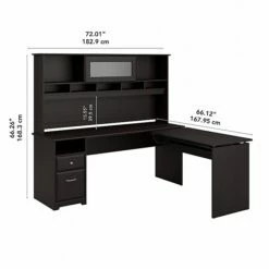 Bush Furniture Cabot 36"-42"H 3 Position L Shaped Sit To Stand Desk With Hutch, Espresso Oak (CAB052EPO) 13 Bush Furniture Cabot 36"-42"H 3 Position L Shaped Sit To Stand Desk With Hutch, Espresso Oak (CAB052EPO) -STAPLES Sales sp85006089 sc7