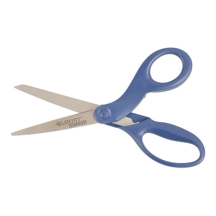 Westcott 8" Titanium Heavy-Duty Scissors, Blunt Tip, Navy (17509) 4 Westcott 8" Titanium Heavy-Duty Scissors, Blunt Tip, Navy (17509) - Image 2