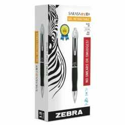 Zebra Sarasa Dry X10 Gel Retractable Pens, Medium Point, Black Ink, Dozen (42610)