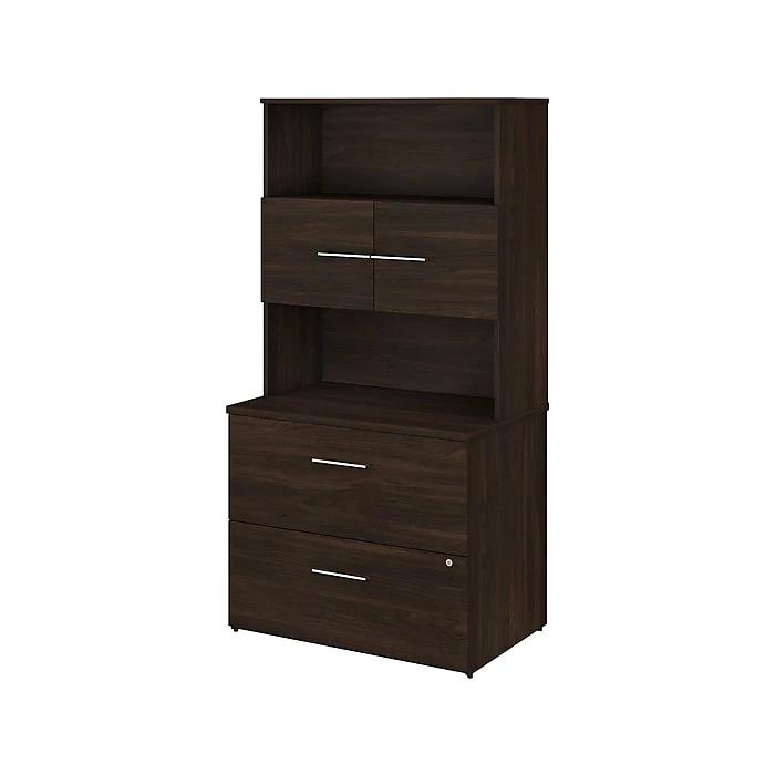 Bush Business Furniture Office 500 2-Drawer Lateral File Cabinet With Hutch, Letter/Legal, Black Walnut, 35.67" (OF5007BWSU) 3 Bush Business Furniture Office 500 2-Drawer Lateral File Cabinet With Hutch, Letter/Legal, Black Walnut, 35.67" (OF5007BWSU)