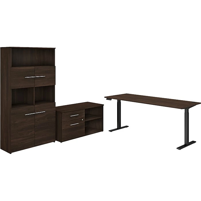 Bush Business Furniture Office 500 27"-47" Adjustable Desk With Storage And Bookcase, Black Walnut (OF5006BWSU) 3 Bush Business Furniture Office 500 27"-47" Adjustable Desk With Storage And Bookcase, Black Walnut (OF5006BWSU)