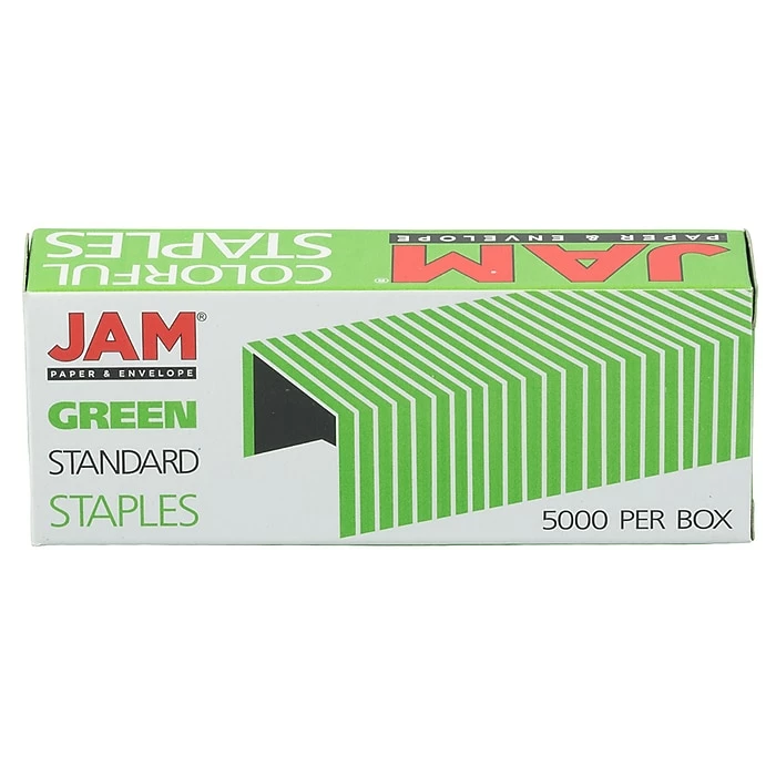 JAM Paper Colorful Staples, 1/4" Leg Length, Green, 5000/Box (335GRZ) 3 JAM Paper Colorful Staples, 1/4" Leg Length, Green, 5000/Box (335GRZ)