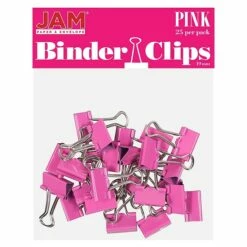 JAM Paper Colored Small Binder Clips, 3/8" Capacity, Pink, 25/pack (334BCPI)