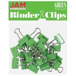 JAM Paper Colored Small Binder Clips, 3/8" Capacity, Green, 25/Pack (334BCGR)