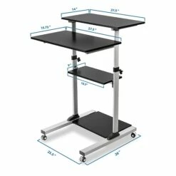 Mount-It! 27.5"W Mobile Height Adjustable Desk, Black, Plastic/Steel (MI-7940) 9 Mount-It! 27.5"W Mobile Height Adjustable Desk, Black, Plastic/Steel (MI-7940) -STAPLES Sales sp95977706 sc7