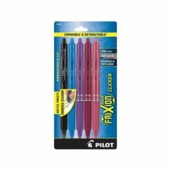 Pilot FriXion Ball Clicker Retractable Erasable Rollerball Pens, Fine Point, Assorted Inks, 5/Pack (FXCC5004F)