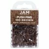 JAM Paper Push Pins, Chocolate Brown, 100/Pack (222419049) 2 JAM Paper Push Pins, Chocolate Brown, 100/Pack (222419049) -STAPLES Sales sp97365331 sc7