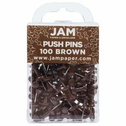 JAM Paper Push Pins, Chocolate Brown, 100/Pack (222419049)