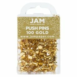 JAM Paper Push Pins, Shiny Gold, 100/Pack (222419051)