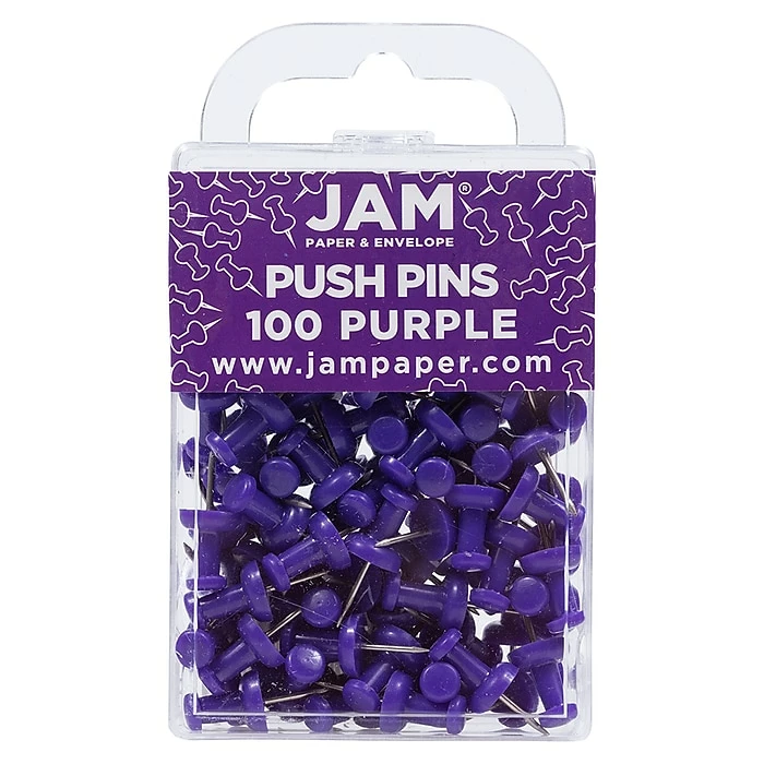 JAM Paper Push Pins, Purple, 100/Pack (222419053) 3 JAM Paper Push Pins, Purple, 100/Pack (222419053)