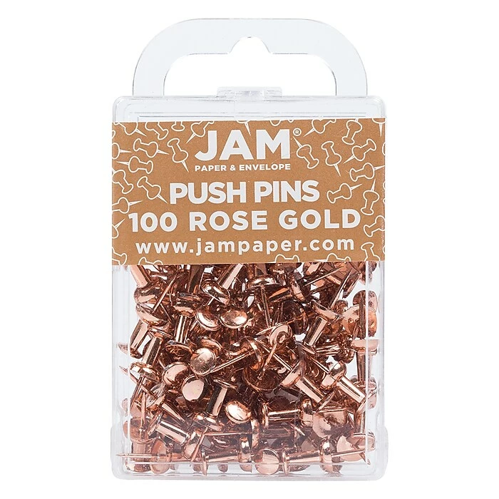 JAM Paper Push Pins, Rose Gold, 100/Pack (22432063) 3 JAM Paper Push Pins, Rose Gold, 100/Pack (22432063)