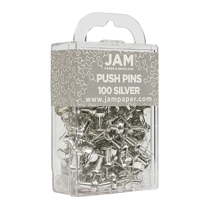 JAM Paper Pushpins, Silver, 100/Pack (222419054) 4 JAM Paper Pushpins, Silver, 100/Pack (222419054) - Image 2